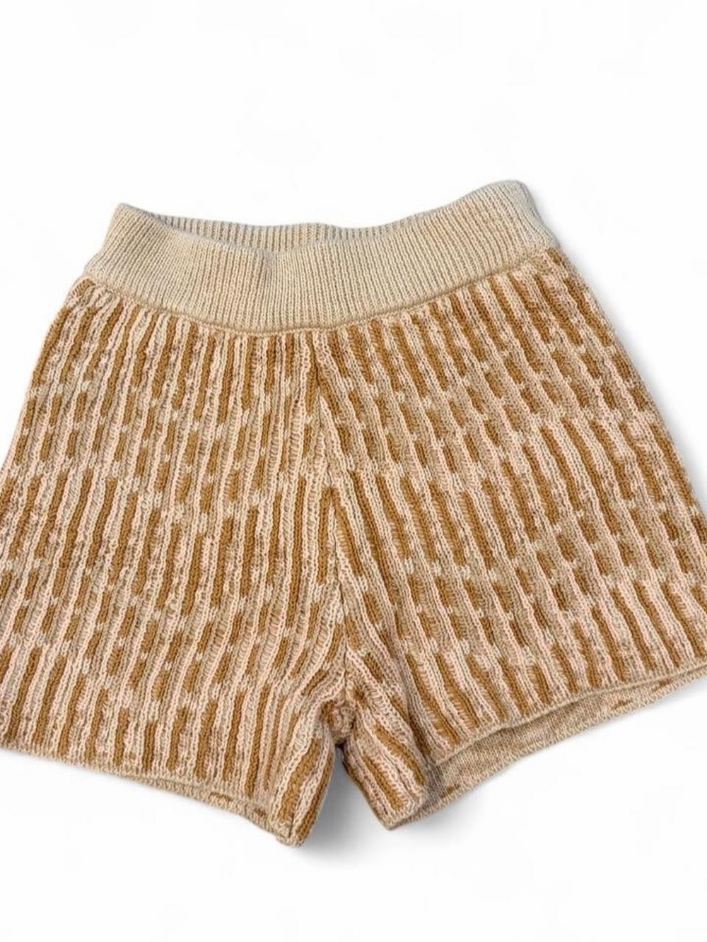 FP Beach Knit Shorts in Tan & Cream